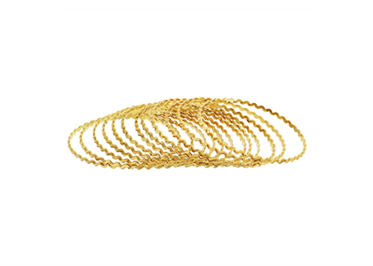 Gold Plated Zig Zag Sugar Texture Diamond Cut Bangles